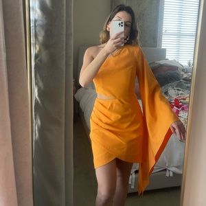 LAVISH ALICE One-Shoulder Cape Mini Dress